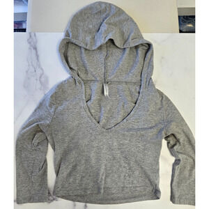 Vintage 90s Cherry Mellow Womens Cropped Hoodie Small Gray Pullover Sexy Top USA